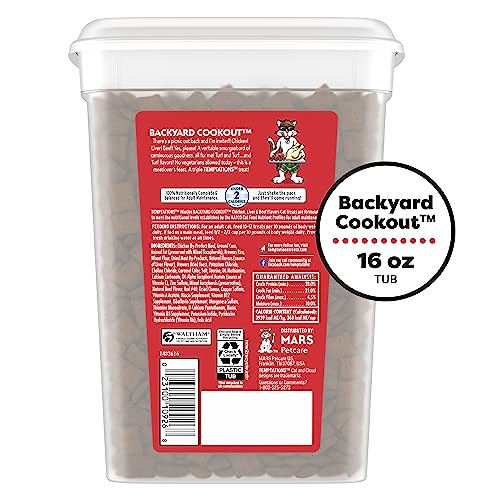 TEMPTATIONS MIXUPS Crunchy and Soft Cat Treats Backyard Cookout Flavor, 16 oz. Tub