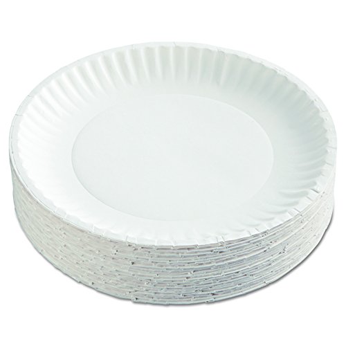 AJM Packaging Corporation PP9GRAWH Paper Plates, 9" Diameter, White, 12 Packs of 100 (Case of 1200)