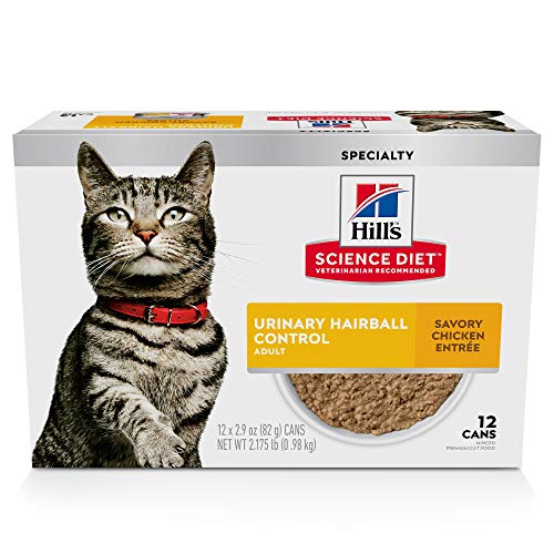 Hill's Science Diet Wet Cat Food, Adult, Urinary & Hairball Control, Savory Chicken Recipe, 2.9 oz, 12 Pack