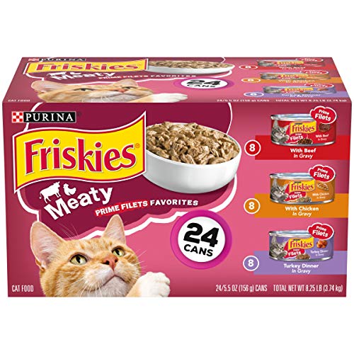 Friskies Wet Cat Food Variety Pack, Prime Filets Meaty Favorites, (24) 5.5 Oz Cans