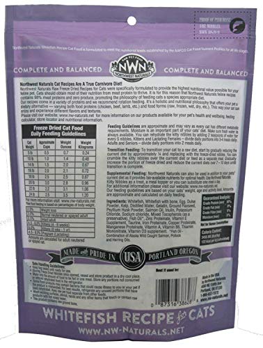 Northwest Naturals 3 Pack of Whitefish Freeze-Dried Raw Diet for Cats, 4 Ounces Each, Made in The USA