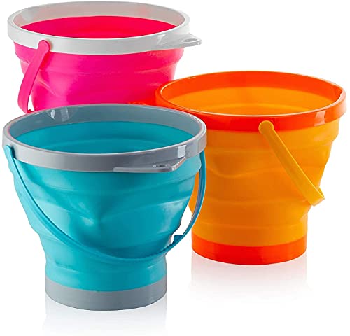 Foldable Pail Bucket Collapsible Buckets Multi Purpose for Beach, Camping Gear Water and Food Jug, Dog Bowls, Cats, Dogs and Puppys, Camping and Fishing Tub, (Half Gallon)