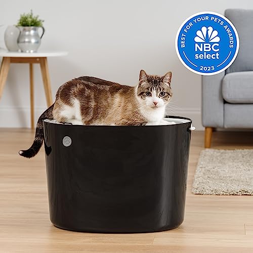 IRIS USA Top Entry Cat Litter Box with Cat Litter Scoop, Black & Gray PUNT-530