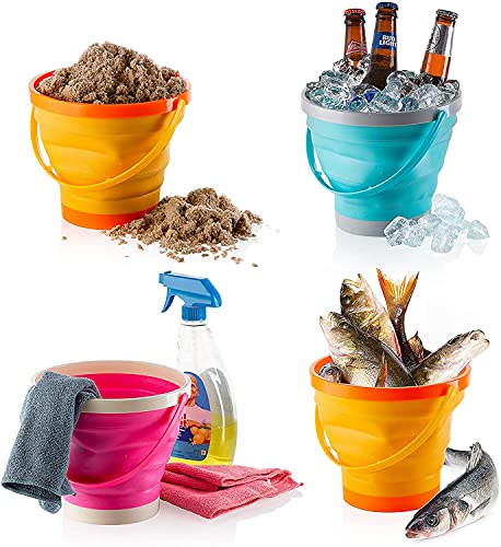 Foldable Pail Bucket Collapsible Buckets Multi Purpose for Beach, Camping Gear Water and Food Jug, Dog Bowls, Cats, Dogs and Puppys, Camping and Fishing Tub, (Half Gallon)
