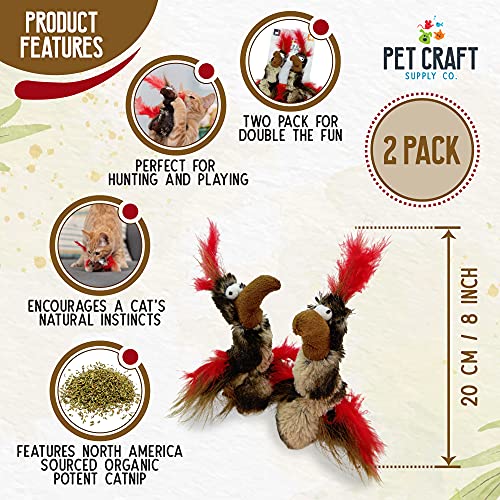Pet Craft Supply Co. Funky Pheasant Crazy Catnip Cuddler Funny Cuddling Chasing Hunting Irresistible Stimulating Soft Plush Boredom Relief Interactive Cat Toy with Realistic Feathers