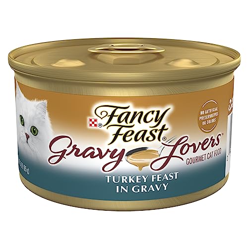 Fancy Feast Gravy Lovers Wet Cat Food, Turkey Feast in Roasted Turkey Flavor Gravy, (24) 3 Oz Cans