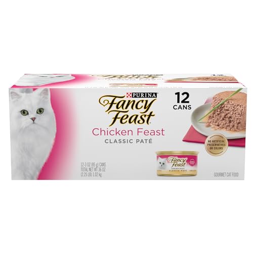 Purina Fancy Feast Grain Free Pate Wet Cat Food, Chicken Feast - (2 Packs of 12) 3 oz. Cans