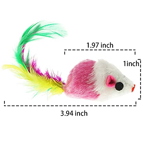 Keklle Furry Mice Toys of Feather Tails, Mouse Toys for Cats, Funny Small Pet Toys, 20 Counting