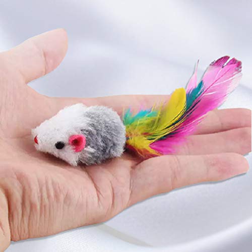 Keklle Furry Mice Toys of Feather Tails, Mouse Toys for Cats, Funny Small Pet Toys, 20 Counting