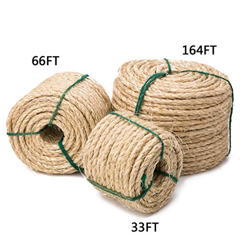 Yangbaga Sisal Rope for Cats - 1/4 Inch - Natural Fiber and Color 33FT