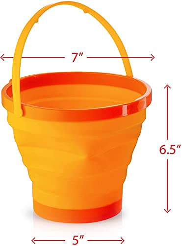 Foldable Pail Bucket Collapsible Buckets Multi Purpose for Beach, Camping Gear Water and Food Jug, Dog Bowls, Cats, Dogs and Puppys, Camping and Fishing Tub, (Half Gallon)