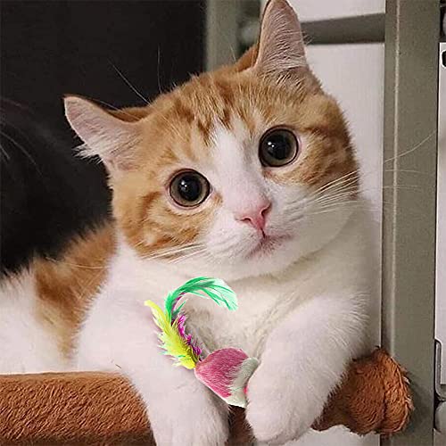 Keklle Furry Mice Toys of Feather Tails, Mouse Toys for Cats, Funny Small Pet Toys, 20 Counting