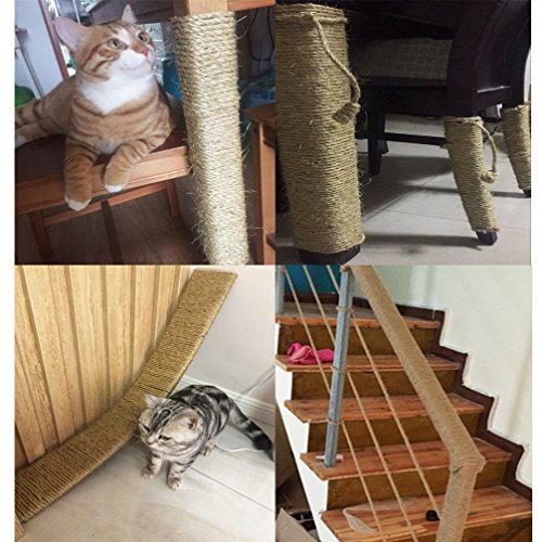 Yangbaga Sisal Rope for Cats - 1/4 Inch - Natural Fiber and Color 33FT