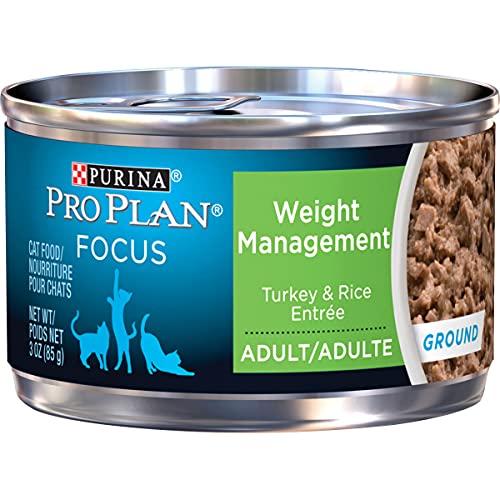Purina Pro Plan Weight Control Pate Wet Cat Food, FOCUS Weight Management Turkey & Rice Entree - (24) 3 oz. Pull-Top Cans
