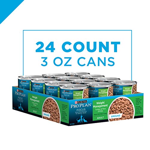 Purina Pro Plan Weight Control Pate Wet Cat Food, FOCUS Weight Management Turkey & Rice Entree - (24) 3 oz. Pull-Top Cans