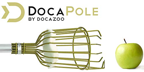 DocaPole Fruit Picker with 5-12 Foot Extension Pole - Twist-On Fruit Picker Tool with Telescopic Pole // Fruit Picker Pole // Perfect Fruit Picking Pole for Apple Picking, Avocados, and Other Fruit