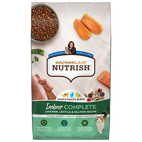 Rachael Ray Nutrish Indoor Complete Premium Natural Dry Cat Food, Chicken with Lentils & Salmon Recipe, 3 Pounds (Packaging May Vary)