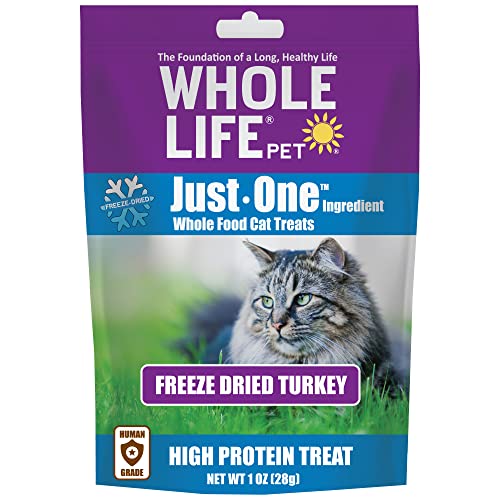 Whole Life Pet Healthy Turkey Cat Treats , Human-Grade Whole Turkey Breast, Protein Rich for Training, Picky Eaters, Digestion, Weight Control, Made in the USA, 1 Ounce