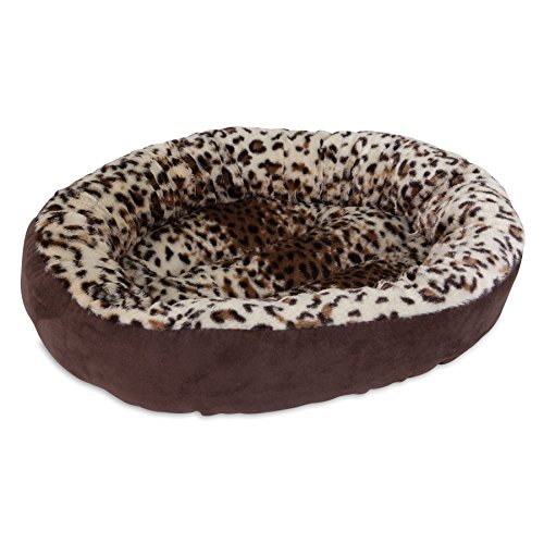 Aspen Pet Round Animal Print Pet Bed for Small Dogs and Cats 18-inch by 18-inch
