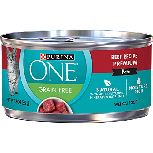 Purina ONE Natural, High Protein, Grain Free Pate Wet Cat Food, Beef Recipe - (24) 3 oz. Pull-Top Cans