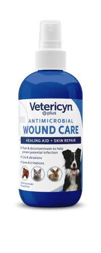 Vetericyn Plus Antimicrobial Wound and Skin Care. Spray to Clean Cuts and Wounds. Itch and Irritation Relief. No Stinging or Burning. for Cats, Dogs, Livestock and More. (8 oz)