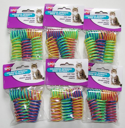 6-Pack Ethical Pet Colorful Springs Cat Toys 10 Toys per Pack