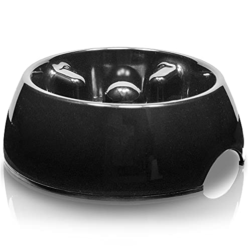 Dogit Go Slow Anti-Gulping Dog Bowl, Slow Feeding Dog Dish Suitable for Wet or Dry Food, Medium, Black