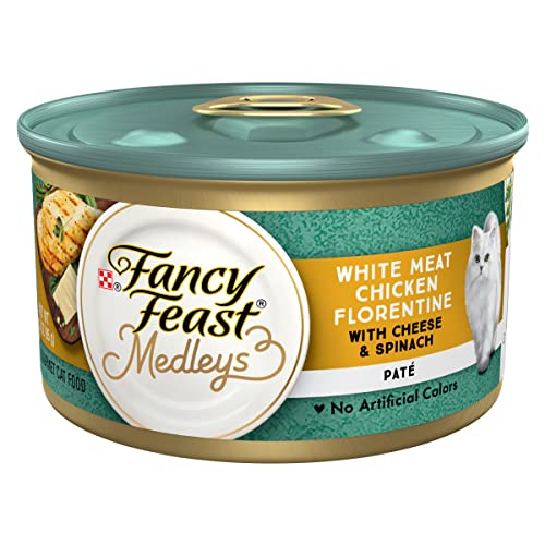 Purina Fancy Feast Pate Wet Cat Food, Medleys White Meat Chicken Florentine With Cheese & Garden Greens - (24) 3 oz. Cans