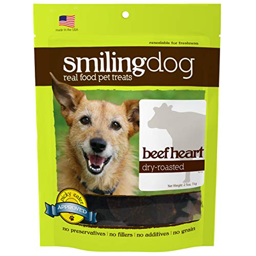 Herbsmith Smiling Dog Treats  Dry Roasted Beef Heart  Made In USA  3 Ounce