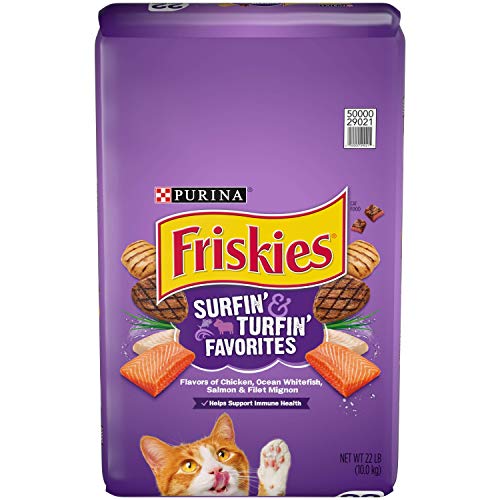 Friskies Dry Cat Food, Surfin' & Turfin' Favorites, 22 Lb Bag