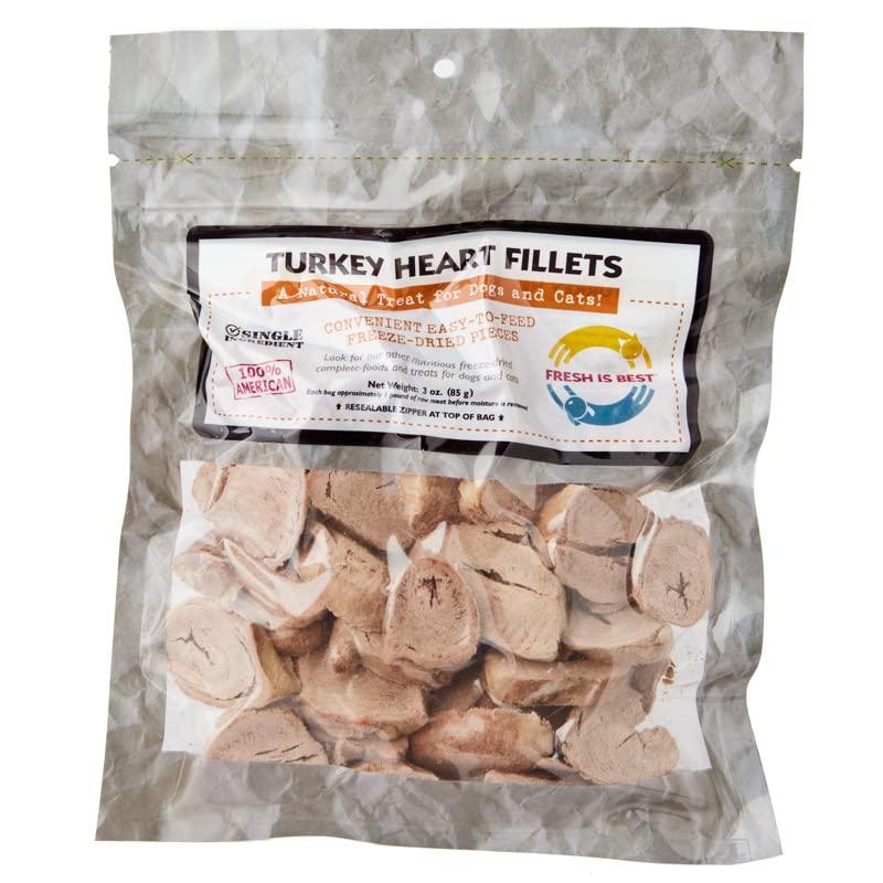 Fresh Is Best Freeze Dried Turkey Heart Filets, Made in The USA, Single Ingredient Natural, Healthy Dog & Cat Treats (Turkey Heart Filets)
