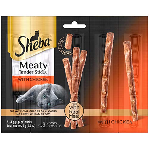 SHEBA Meaty Tender Sticks Soft Cat Treats Chicken Flavor, (5 Treats) 0.14 oz. Sticks (Pack of 10)