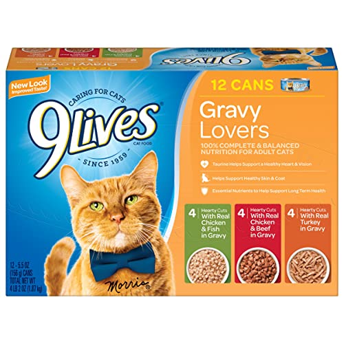 9Lives Gravy Favorites Wet Cat Food Variety Pack, 5.5Oz Cans (Pack Of 12), Pack