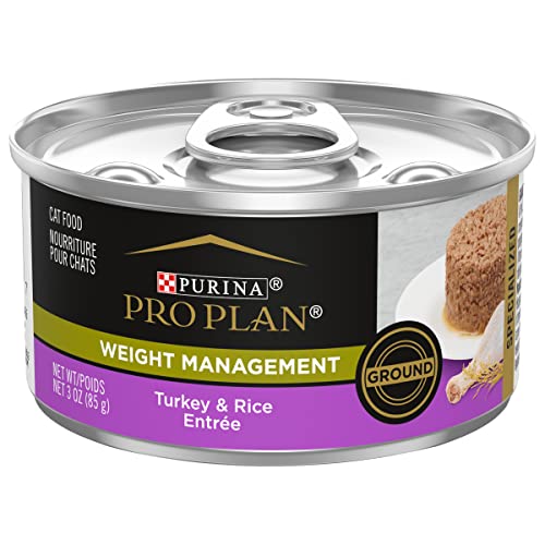 Purina Pro Plan Weight Control Pate Wet Cat Food, FOCUS Weight Management Turkey & Rice Entree - (24) 3 oz. Pull-Top Cans
