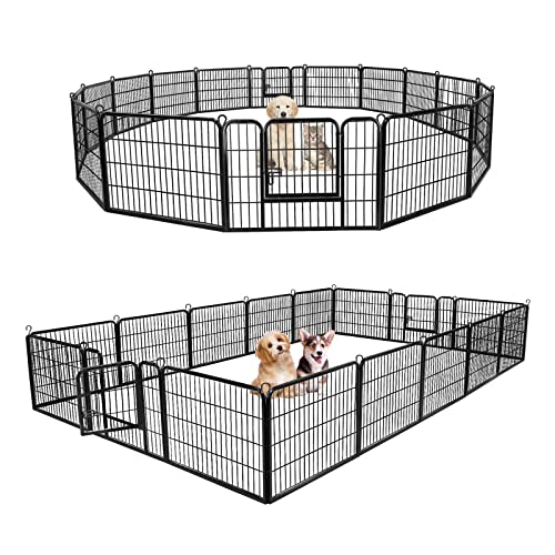 ZENY 31'' W x 24'' H Foldable Metal Exercise Pen & Pet Playpen Puppy Cat Exercise Fence Barrier Playpen Kennel - 16 Panels