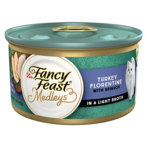 Purina Fancy Feast Wet Cat Food, Medleys Turkey Florentine With Garden Greens in a Delicate Sauce - (24) 3 oz. Cans