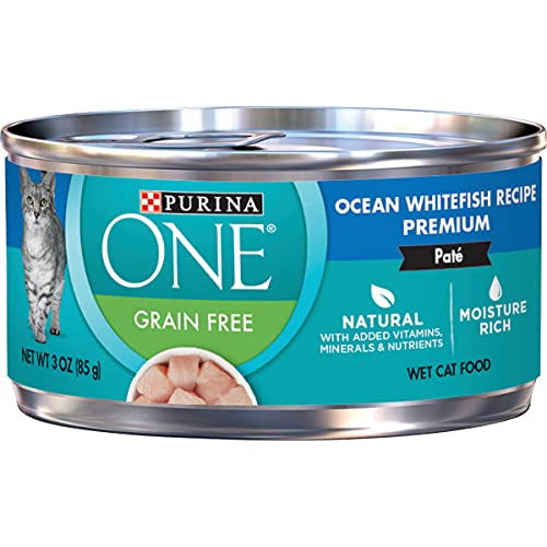 Purina ONE Natural, High Protein, Grain Free Pate Wet Cat Food, Ocean Whitefish Recipe - (24) 3 oz. Pull-Top Cans