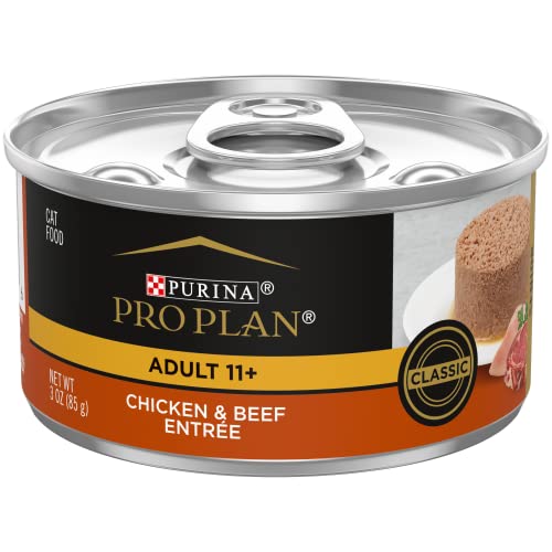 Purina Pro Plan Senior Pate Wet Cat Food, FOCUS Chicken & Beef Entree - (24) 3 oz. Pull-Top Cans