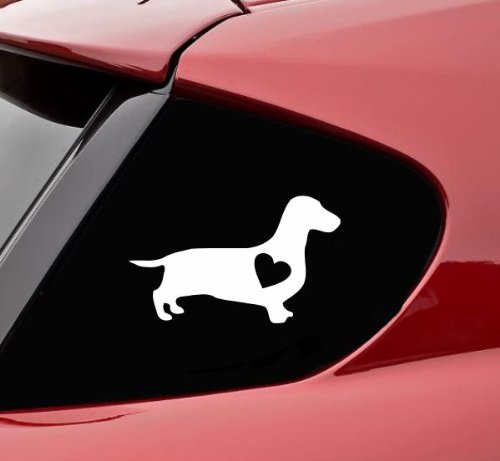 Slap-Art Dachshund Dog with Heart Vinyl Decal Bumper Sticker