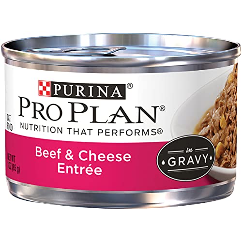 Purina Pro Plan Gravy Wet Cat Food, Beef & Cheese Entree - (24) 3 oz. Pull-Top Cans