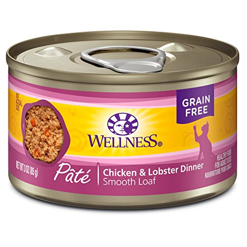Wellness Natural Grain Free Wet Canned Cat Food, Chicken & Lobster Pate, 3-Ounce Can (Pack Of 24)