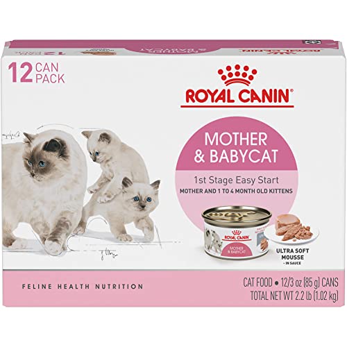 Royal Canin Mother & Babycat Ultra-Soft Mousse in Sauce Wet Cat Food for New Kittens and Nursing or Pregnant Mother Cats, 3 Ounce Can (Pack of 12)
