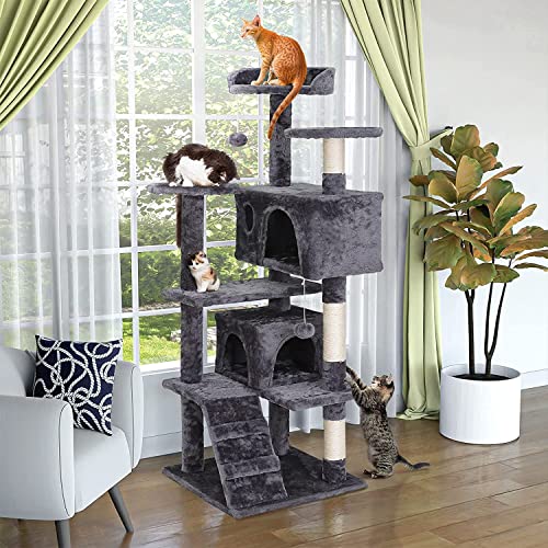 Multi-Level 54in Cat Tree Condo for Indoor Cats