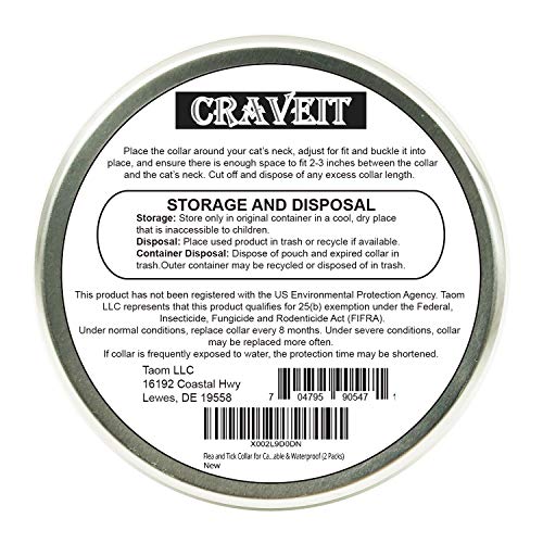 Flea and Tick Collar for Cat, Repels Fleas & Ticks, Natural Essential Oils, Allergy Prevention, 8 Months Protection, Adjustable & Waterproof (2 Packs)