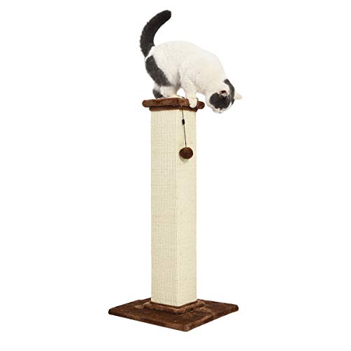 AmazonBasics Large Premium Tall Cat Scratching Post - 16 x 35 x 16 Inches, Brown Carpet