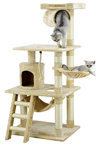 Go Pet Club 62" Cat Tree Condo Furniture Beige Color