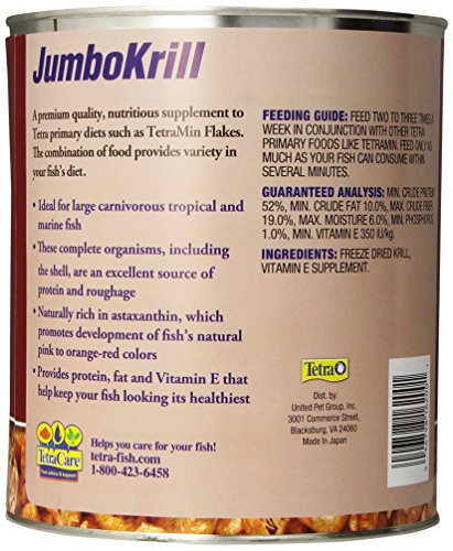 Tetra JumboKrill Freeze-Dried Jumbo Shrimp 14 Ounces, Natural Shrimp Treat For aquarium Fish