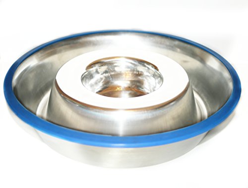 Mr. Peanut's Stainless Steel Interactive Slow Feed Dog Bowl with a Blue Silicone Base, Fun Healthy Bloat Stop Feeder (Medium)