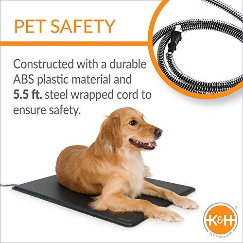 K&H Pet Products Lectro-Kennel Outdoor Heated Pad with Free Cover Black Large 22.5 X 28.5 Inches
