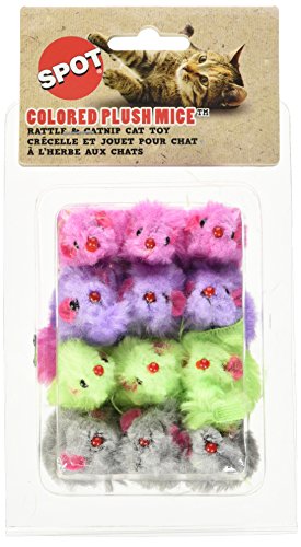 Ethical Colored Plush Mice with Catnip Cat Toy, 12-Pack